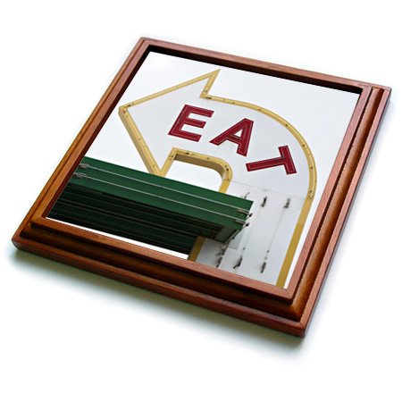 3dRose USA, Wisconsin, Madison, Eat Sign at Diner US50 PSO0001 Paul Souders Trivet with Ceramic Tile, 8 by 8", Brown