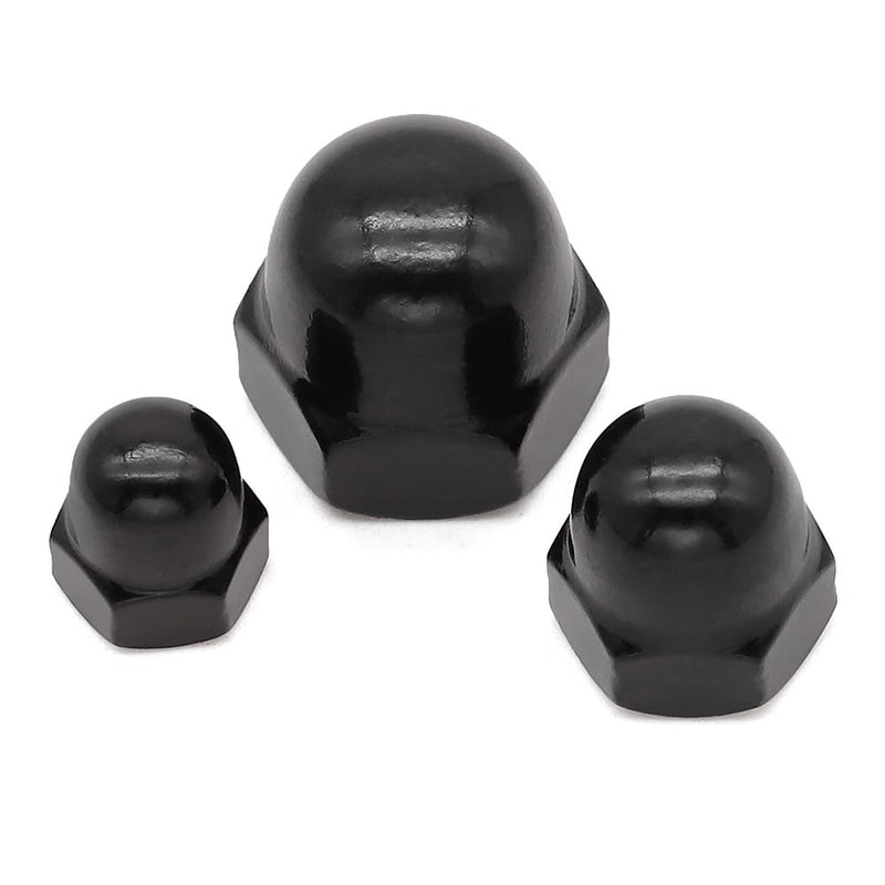#8-32 (50 Pack) Stainless Steel Cap Nuts, Acorn Cap Dome Head Nuts US Standard, Stainless Steel 304 (18-8), UNC Coarse Thread, Black Coated #8-32 50
