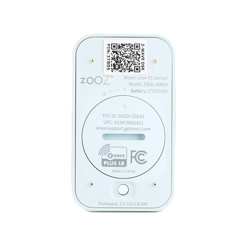 Zooz 800 Series Z-Wave Long Range Water Leak XS Sensor ZSE42 800LR for for Smart Flood Prevention. Hub Required (Sold Separately). Compatible with SmartThings, Hubitat, and Z-Box Hub.