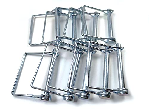 10 Pieces Wire Lock Pin, 3/8 Inch (9.21MM) Heavy Duty Safety Coupler Pin Shaft Locking Pin for Farm Trailers Wagons Lawn Garden(Square, Silver)