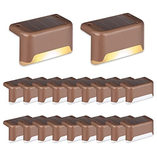 SOLPEX 20 Pack Solar Deck Lights Outdoor, Waterproof Led Lights for Outdoor Stairs, Step, Fence, Yard, Patio, and Pathway(Warm White) Warm White
