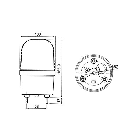 Baomain Warning Lamp Alarm Buzzer LTE-1101J DC 24V 10W Industrial Red Rotary Light