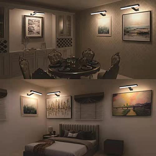 Rechargeable Picture Light with Remote,Wireless Battery Painting Light with 3 Lighting Colors,Art Light Display Lamp with Dimmable Timer, Full Metal Picture Light for Picture Gallery Dart Black-1pack 13inch