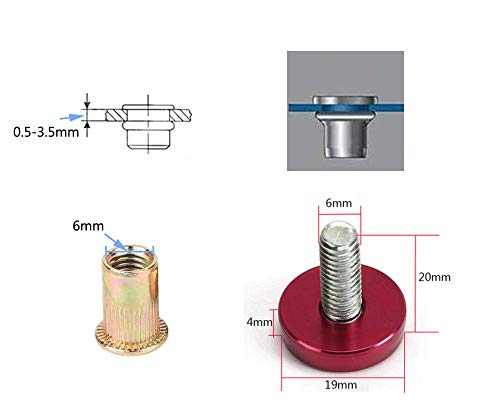 20 Pcs Aluminum Bumper Washer Bumper Washer Stainless Steel Bolt Carbon Steel Rivet Nuts Engine Dress Up Kit (Gold) Gold