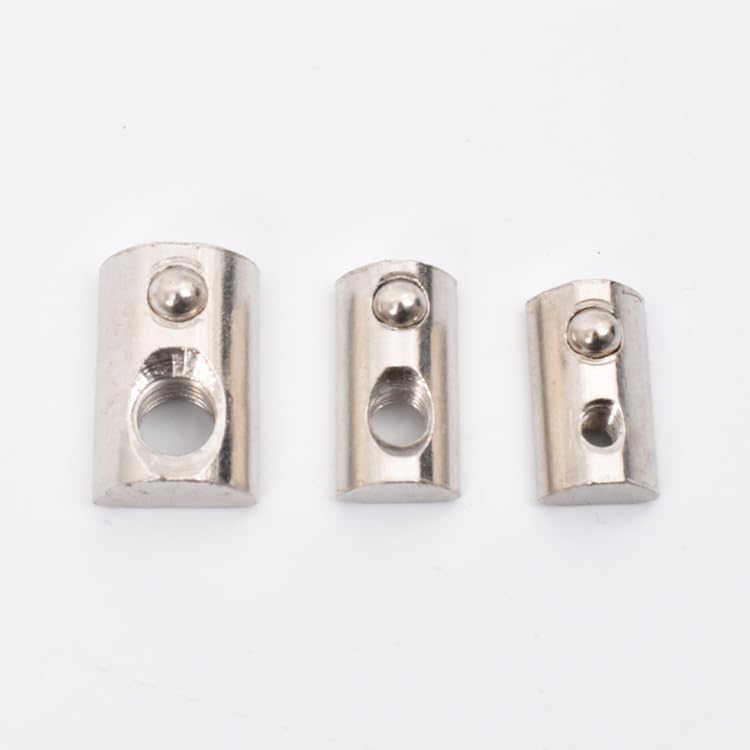 10Pcs Silver 1/4-20 Steel Roll in T-nut with Ball Spring, Suitable for 1010 Series or 1.0 Inch Base Aluminum Extrusion Profile Rail, Self-Clinching Nuts