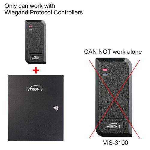 Visionis VIS-3100 Access Control Black RFID Weatherproof IP66 Proximity Card Reader 125KHz Compatible with Wiegand 26 Bit for Door Entry System Black Reader