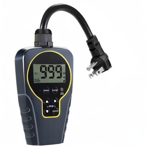 1 s to 999 h Short/Long On-Off Interval Repeat Cycle Timer Plug Outlet with Countdown and Light Sensor, Waterproof for Outdoor (15A 1HP)