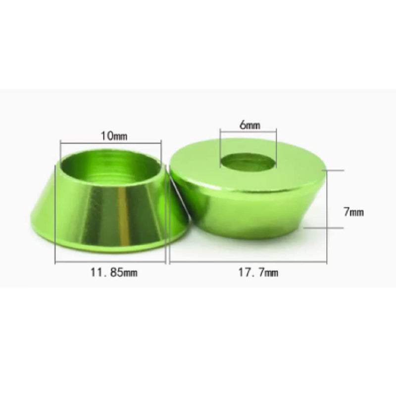 20pcs M6 Cone Cup Washers Anodized Aluminum Alloy Screw Gasket Countersunk Washers (Green) Green