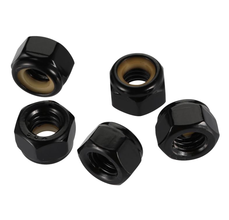 M4-0.7 Nylon Insert Hex Lock Nuts Locknuts, Stainless Steel 18-8 (304) Black Finish, 100PCS 100 M4-0.7