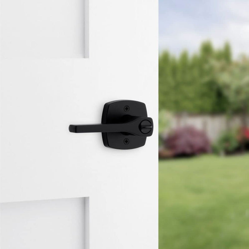 Kwikset Tripoli Lever Entry Door Handle with Lock and Key, Secure Keyed Reversible Lever Exterior, For Front Entrance and Bedrooms, Matte Black, Pick Resistant Smartkey Rekey Security and Microban 1 Pack