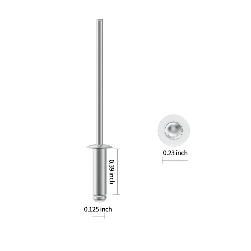 (270Pcs) 1/8" x 3/8" Aluminum Blind Rivets, 3.2 x 10mm Pop Rivets,Rivets for Metal,Silver-(VG10102) 1/8" x 3/8"(270pcs) Silver