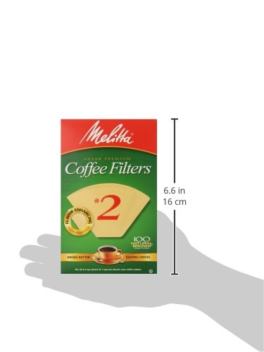 Melitta #2 Cone Coffee Filters, Unbleached Natural Brown, 100 Count (Pack of 6) 600 Total Filters Count - Packaging May Vary Natural Brown No 2 100 Count (Pack of 6)