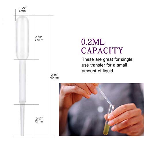 moveland 0.2ml Plastic Mini Transfer Pipettes for Liquid Mixture, 350PCS Disposable Dropper 0.2 ml