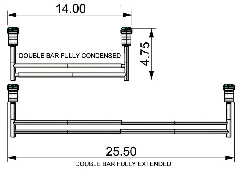 Bathroom Towel Bar Extender, The Magic Bar, Doubles Your Towel Space Fits Almost Any Towel Bar or Shower Walls, Faster Drying, No Tools Required, Expands from 14.5 to 25.5 Inches, Chrome (Double) Double Bar