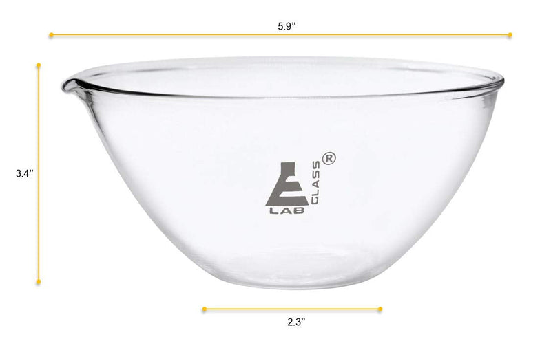 EISCO Evaporating Basin, 1000ml - Flat Bottom, with Spout - Borosilicate 3.3 Glass - Mixing Dish Bowl, Laboratory, Kitchen, Crafts