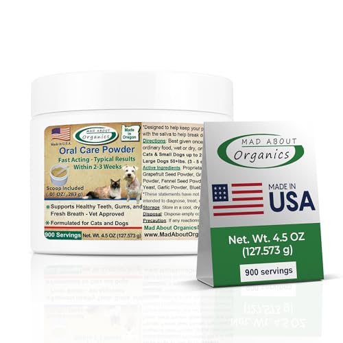 Dog Dental Care Powder – 550 Servings, Medium Size – Tartar and Plaque Remover, Pet Dental Cleaning Powder for Oral Hygiene and Fresh Breath, Teeth Cleaner and Canine Tooth Powder 2.75 Ounce (Pack of 1) - PawsPlanet Australia