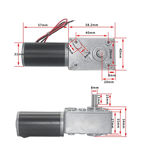 POCREATION Speeds Reduction Motor, High Torsion Speed Reduce Electric Motor Reversible Gear Motor 8mm Shaft 12V Gear Motor Replacement Parts (12V,130RPM)