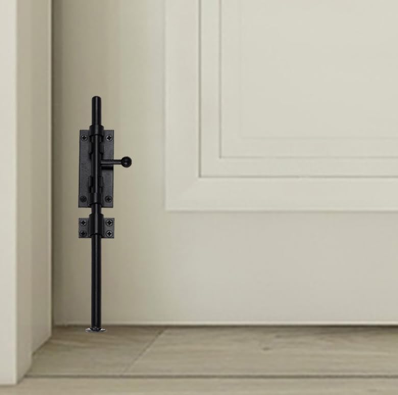 Barrel Bolt Latch 12 Inch Black Cane Bolt Heavy Duty Gate Latch 304 Stainless Steel Hardware for Outdoor Fence Wooden Gates Barn Door Inside Door Black 1 Pack