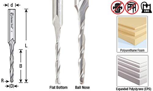 Amana Tool - 46562 Solid Carbide CNC Foam Cutting Down-Cut Square End Spiral 1/8 Dia x 1-1