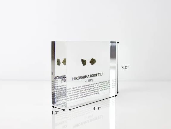 Authentic Hiroshima Tile Artifact Display, Encased in Crystal-Clear Lucite Acrylic, Handmade in the USA, From Hiroshima Site, For Display or Education Purposes, Unique World War II Relic