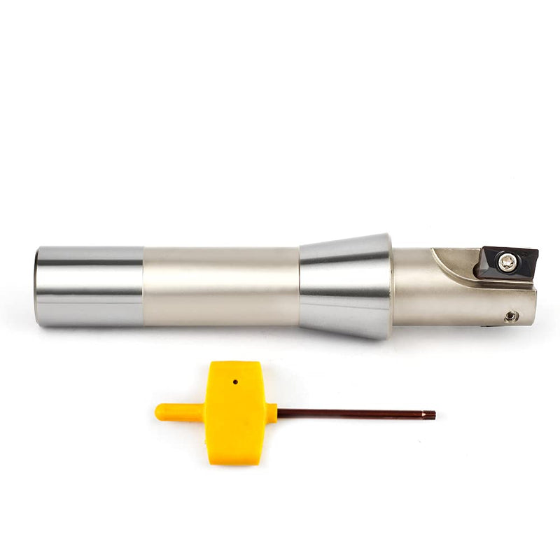 OSCARBIDE 1" Indexable End Mill R8 Shank 5-27/32" Length 2 Flutes 90° AP16 | 2 APKT1604 Carbide Inserts | Nickel Plated | Square Shoulder Milling | Smooth Finish | Long-Lasting Durability
