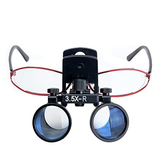 Global-Dental Binocular Surgical Loupes Glasses Magnifier Plastic Clip for All Glasses with Storage Case 420mm (3.5X) 3.5X
