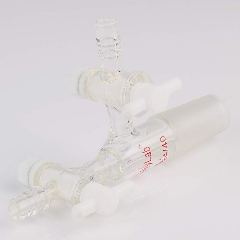 stonylab Glass Vacuum Transfer Adapter, Borosilicate Glass Vacuum Adapter with PTFE Stopcocks and 24/40 Inner Joint 24/40 Joint