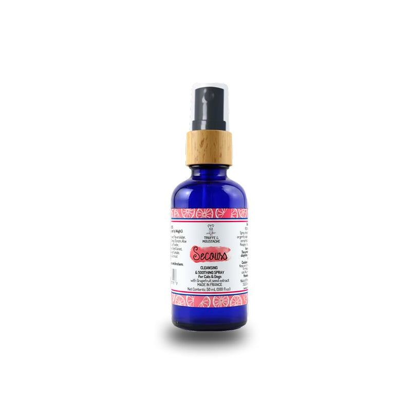 Truffe & Moustache Secours | Cleansing & Soothing Spray for Dogs & Cats | Cornflower, Nettle & Grapefruit Seed Extract | Made in France | 1.69 fl oz (50ml)