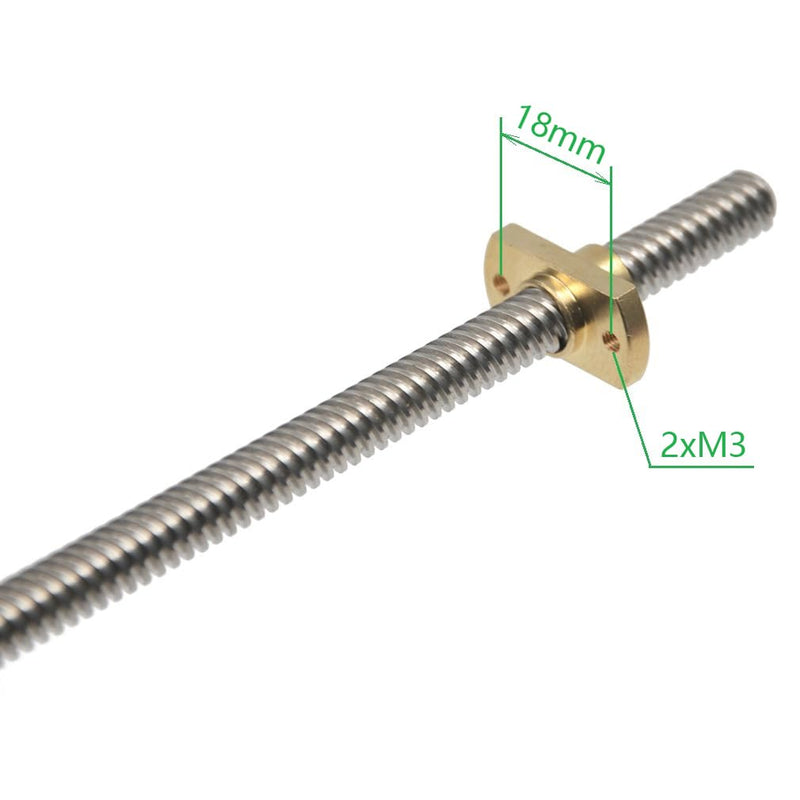 365mm T8 Tr8x8 Z Axis Lead Screw with Brass Nut Z-axis Upgrade Kit 8mm Lead for Ender 3 V2/Ender 3 V2 Neo/Ender 3 Pro/Ender 3/Ender 3 Neo/Voxelab 3D Printer 365mm lead screw with flange cutted nut Tr8x8 (8mm lead)