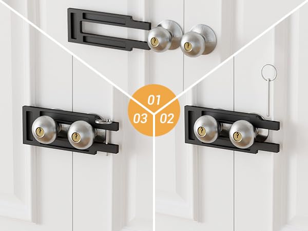 Double Door French Door Locks, Adjustable Childproof French Door Security,Easy Adjustable French Door Locks,Lock Picking,Black