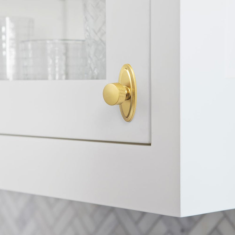 Goo-Ki Brushed Gold Zinc Alloy Cabinet Knob with Backplate - Single Hole Center Cabinet Pull Hardware for Bedroom, Kitchen, 2 Pack（9596-E）