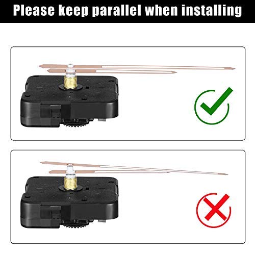 6 Pieces High Torque Long Shaft Clock Movement Mechanism with Pasters, Hooks and 6 Different Pairs of Hands Clock Repair Parts Replacement (28 mm/ 1.10 Inches) 28 mm