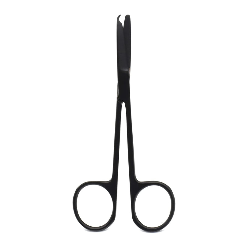 4.5" Stitch Scissors with Black Color Coating - Premium Quality Instrument- Delicate Hook - Perfect for Suture Removal, First Aid, EMS Training (Straight)