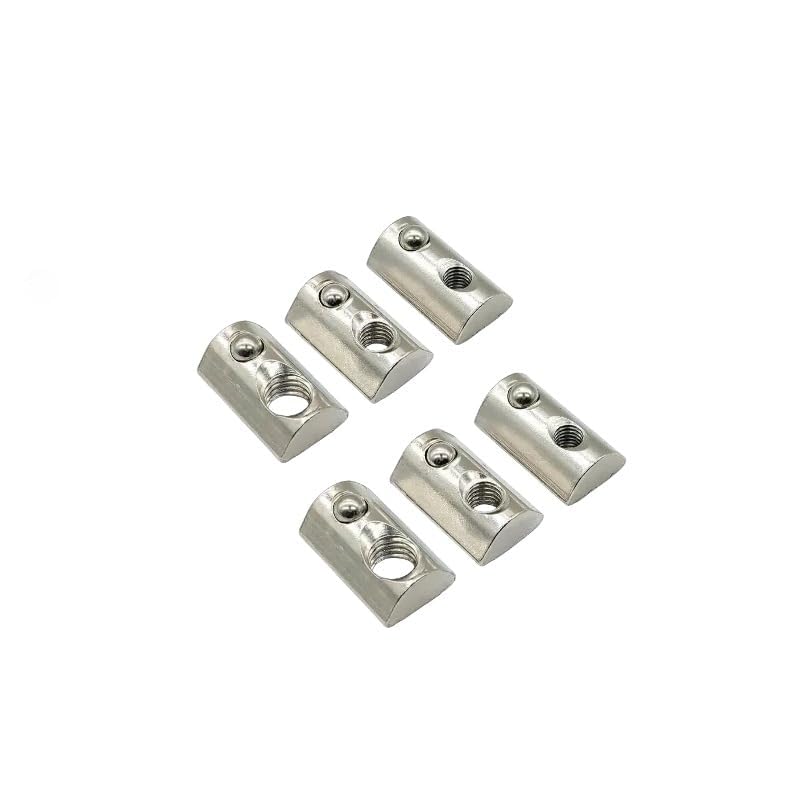 10Pcs Silver 1/4-20 Steel Roll in T-nut with Ball Spring, Suitable for 1010 Series or 1.0 Inch Base Aluminum Extrusion Profile Rail, Self-Clinching Nuts