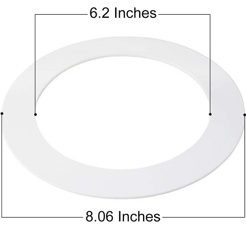 10 Pack Gloss White Goof Trim Ring for 6" Inch Recessed Lighting Trims Can Lighting Down Light, Outer Diameter 8 Inches 10 Pack
