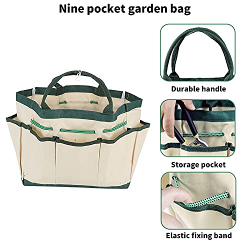 Fdit Garden Tote Bag, Single?Layer Garden Tote Bag Gardening Pruning Tool Storage Oxford Cloth Bag Heavy Duty Tool Storage