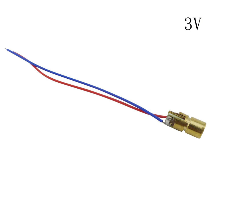 20PCS 3V 650nm 5mW Red Dot Diode Copper semiconductor Laser Tube with Leads Head Point Shape Outer Diameter 6mm