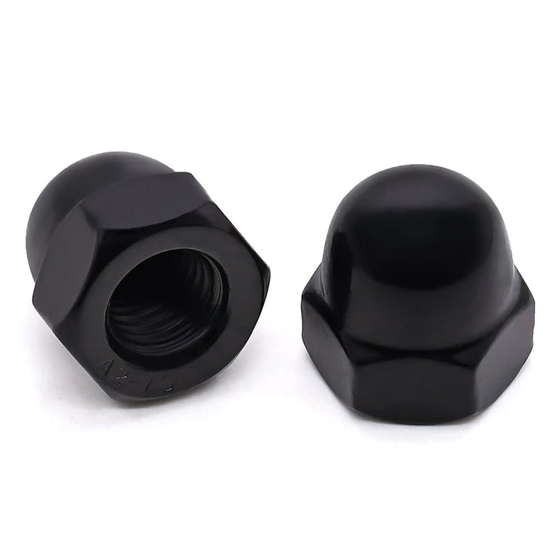Glvaner 1/2-13 Stainless Steel Acorn Cap Nuts, Hexagon Dome Head Cap Nuts Locknuts, 304 Stainless Steel 18-8, Black Coated, 10 pcs 1/2"-13