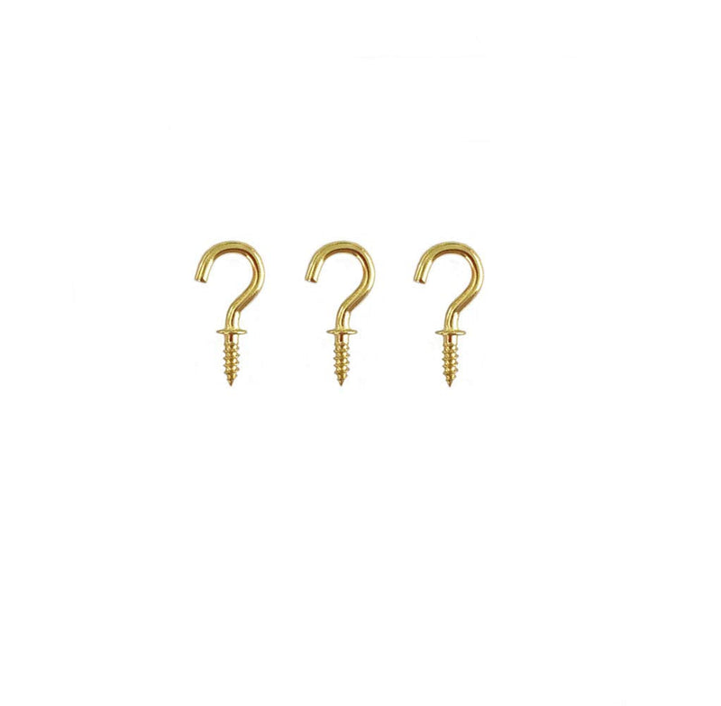 Small Brass Ceiling Hooks 1/2'' Screw-in Light Hooks Gold Hanging Cup Hook (60Pack) Gold 60pcs