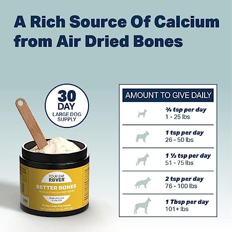 Better Bones Bone Meal for Dogs - Dog Calcium Supplement for Healthy Joints, Teeth, & Bones - from 100% Grass-Fed New Zealand Beef Bone - PawsPlanet Australia