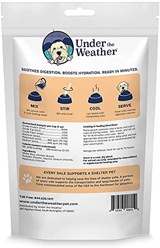 Under the Weather Easy to Digest Bland Dog Food Diet for Sick Dogs | Contains Electrolytes - Gluten Free, All Natural, Freeze Dried 100% Human Grade Meats | 6 Pack - Rice, Chicken & Bone Broth Rice, Chicken & Pumpkin 6 Ounce (Pack of 2)