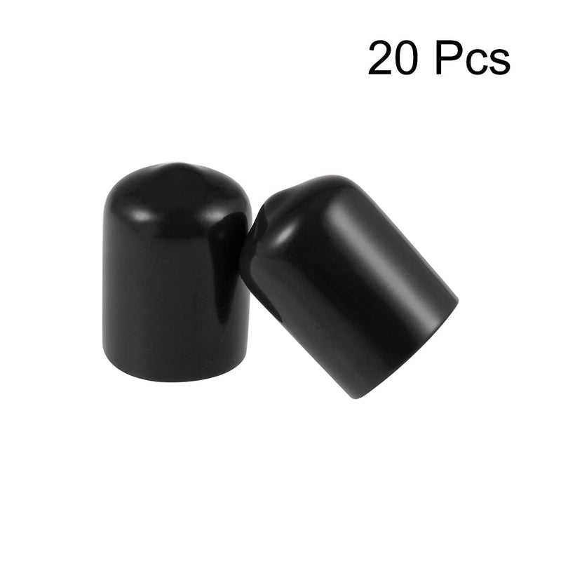 uxcell 20pcs Rubber End Caps 1/2"(13mm) ID Vinyl Round Tube Bolt Cap Cover Thread Protectors Black 13mm