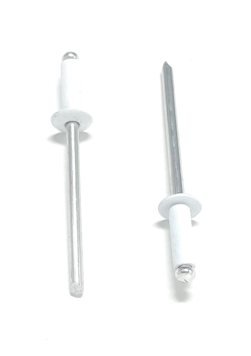 Metal Magery 100 White Aluminum Open End Pop Rivets QTY: 100 (4-4 1/8" x 1/4" (0.188-.250 Inch Grip Range)) 4-4 1/8" x 1/4" (0.188-.250 Inch Grip Range)