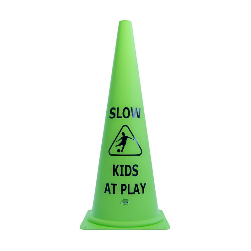 Vibrant Green 'Kids at Play' Safety Cone - 2ct, 19in Tall Durable & Fun Child Safety Solution for Driveways, Streets, Schools, and Parks 19 in 2