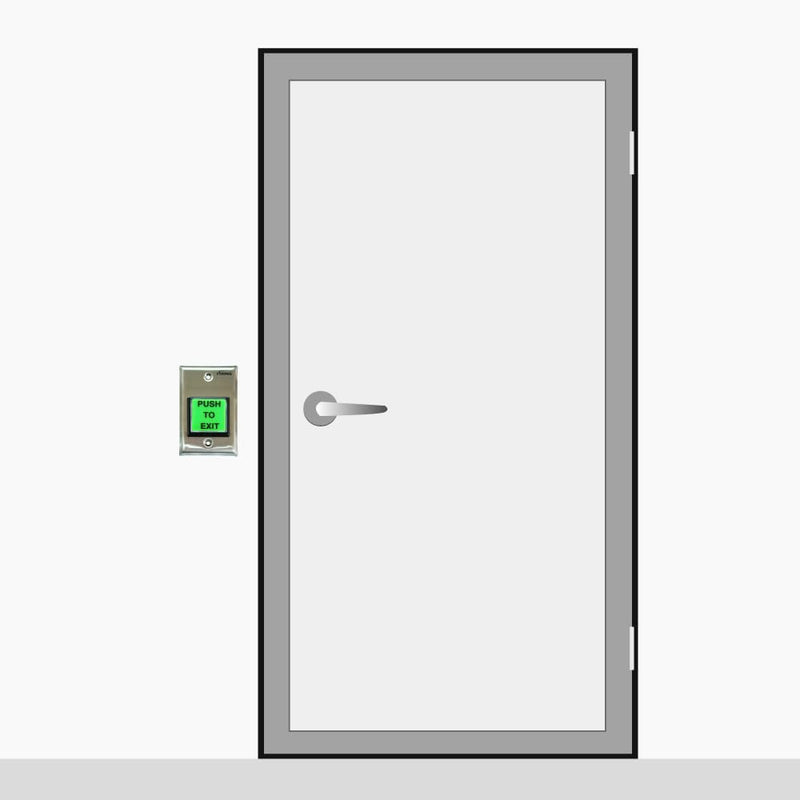 Visionis Push to Exit Button VIS-7000 Indoor Green Square Request to Exit Stainless Steel for Door Access Control with LED Light, NC, C and NO Outputs Pack of 1