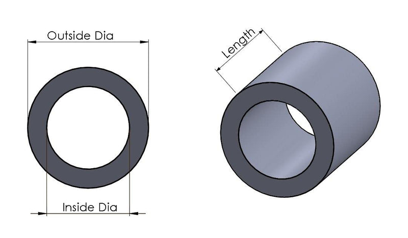 Aluminum Spacer 1/2" OD x 1/4" ID x Choose Your Length, Round Spacer Unthreaded Standoff Bushing Plain Finish, Fits Screws Bolts 1/4" or M6 by Metal Spacers Online (1/4" Length, 25 Pack) 1/4" Length