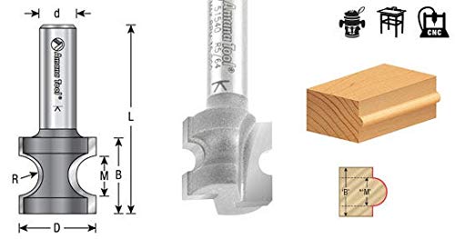 Amana Tool - 51557 Carbide Tipped Bullnose 1/4 Radius x 1 Dia x 1 2" Shank 1 Dia x 1 2" SHK