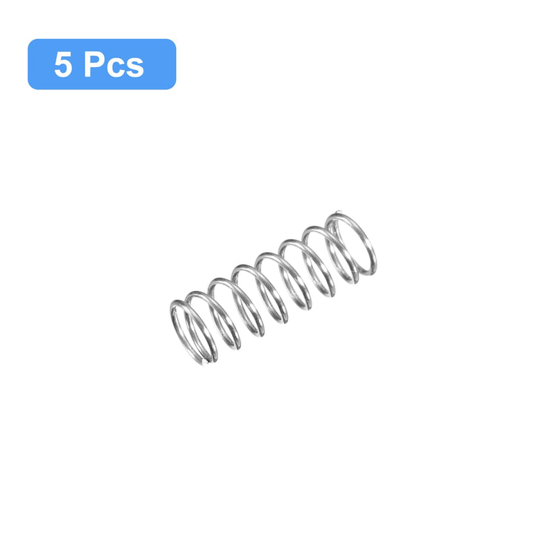 uxcell Compression Spring, 5Pcs 304 Stainless Steel, 4mm OD, 0.4mm Wire Size, 10mm Free Length, Silver Tone 4x0.4x10mm