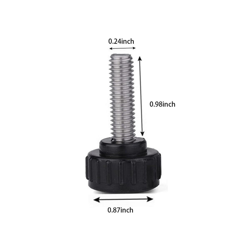 10pcs m6/0.24" x25/0.98" Grip Knob -Metric Male Thread Knurled Clamping Knobs Grip Thumb Screw on Type Plastic Threaded Hand Bolt Knobs Black. M6X25