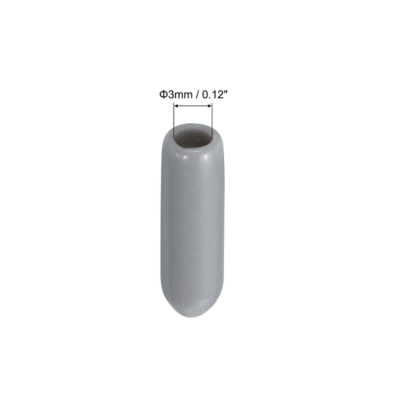 Screw Thread Protector Cover Rubber End Caps, [for Screw, Bolt] - 1/8"(3mm) ID/Grey/200pcs